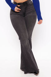 What A Dream Stretch Flare Jeans - Black Ins Street
